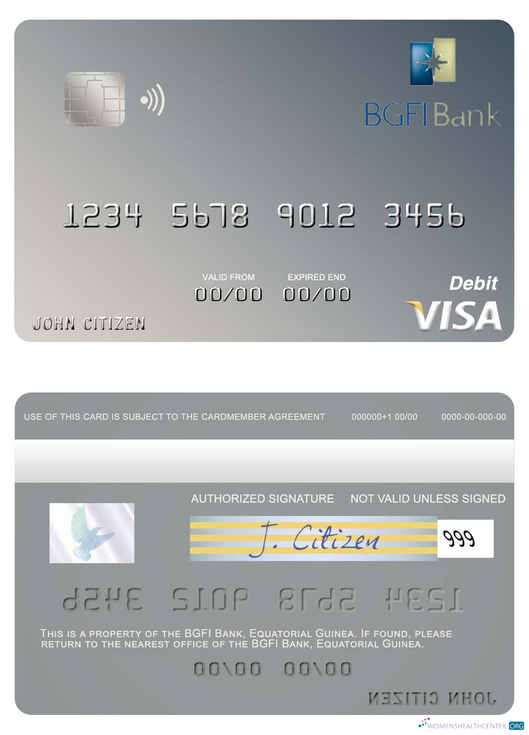 Realistische Herunterladen Equatorial Guinea BGFI Bank Visa Debit Karte Photoshop Vorlage