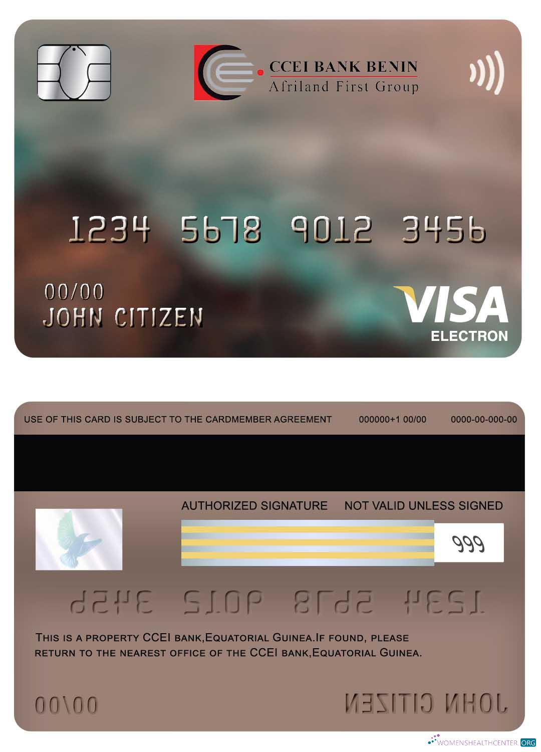 Editierbare Herunterladen Equatorial Guinea CCEI Bank Visa Electron Karte Photoshop Vorlage