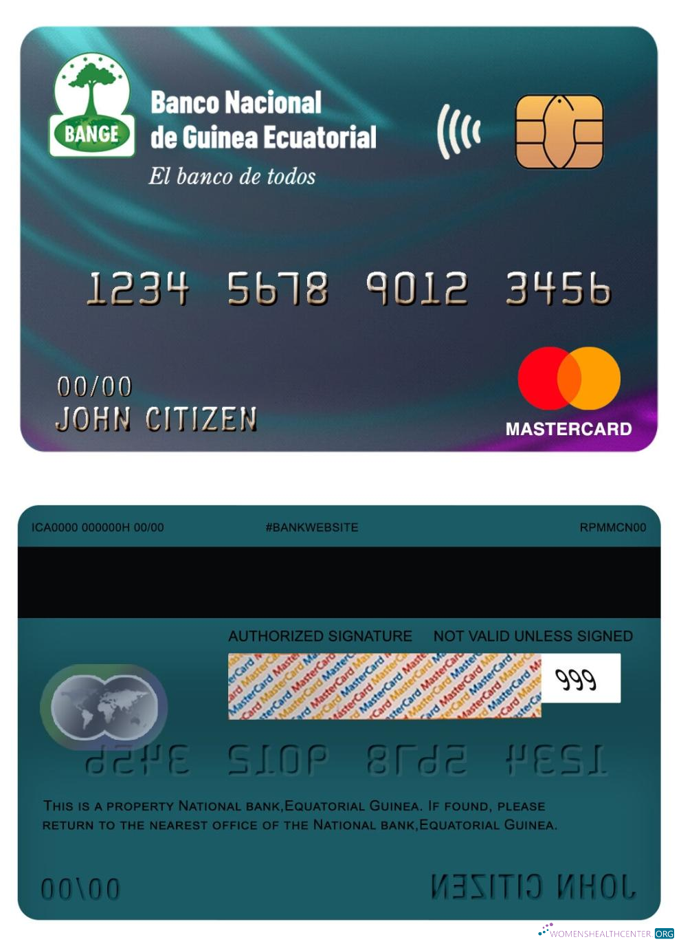 Professionelle Herunterladen Equatorial Guinea National Bank Mastercard Photoshop Vorlage