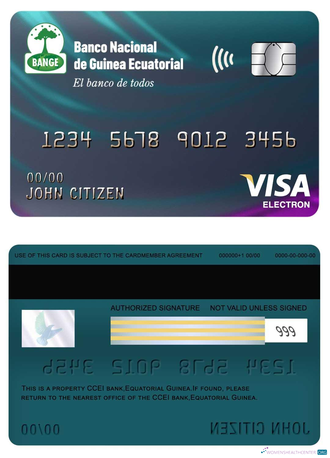 Realistische Herunterladen Equatorial Guinea National Bank Visa Electron Karte Photoshop Vorlage