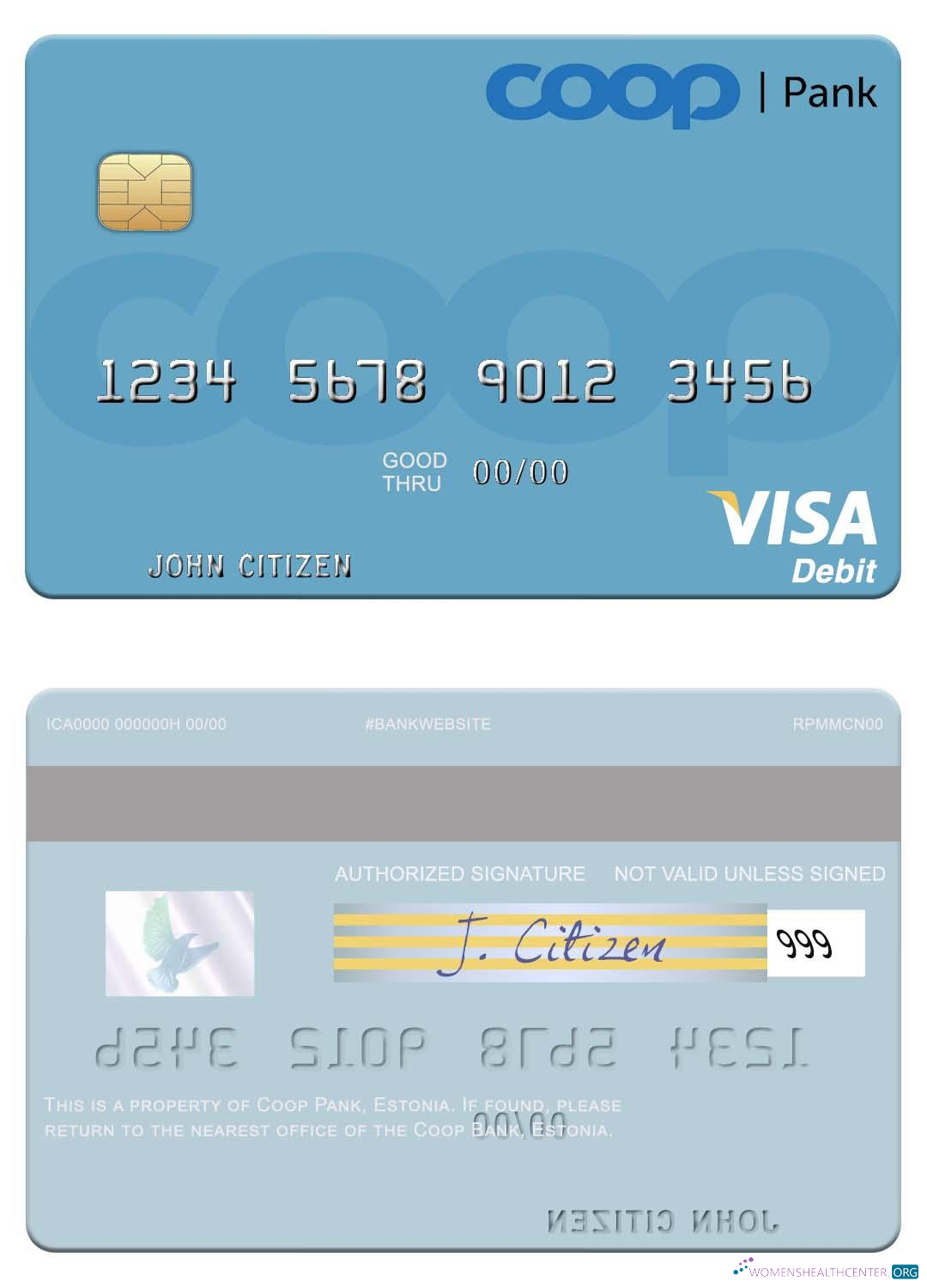 Professionelle Herunterladen Estland Coop Pank Visa Debit Karte Photoshop Vorlage