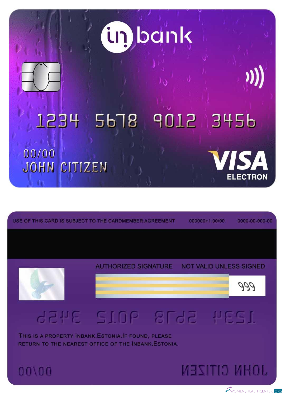 Hochwertige Herunterladen Estland Inbank Visa Electron Karte Photoshop Vorlage