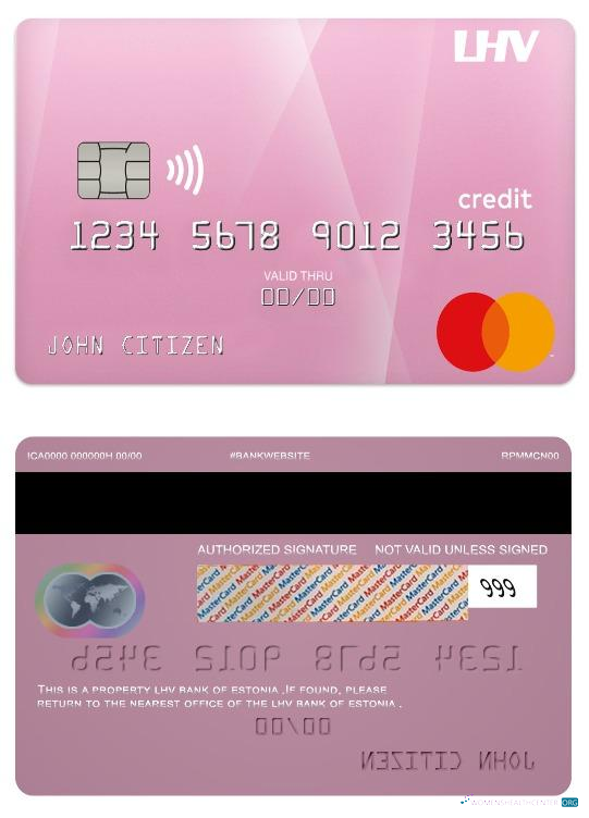 Editierbare Herunterladen Estland LHV Bank Kredit Mastercard Photoshop Vorlage