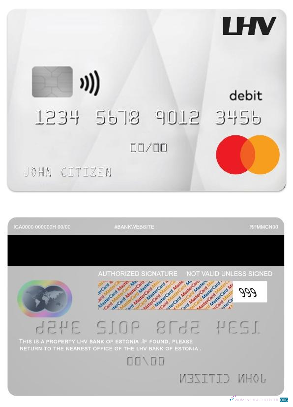 Premium Herunterladen Estland LHV Bank Debit Mastercard Photoshop Vorlage