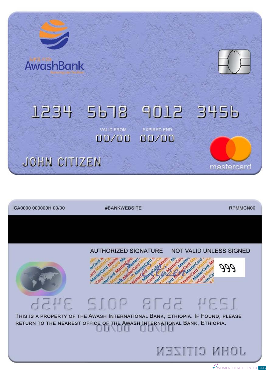 Realistische Herunterladen Äthiopien Awash Internationale Bank Mastercard Photoshop Vorlage