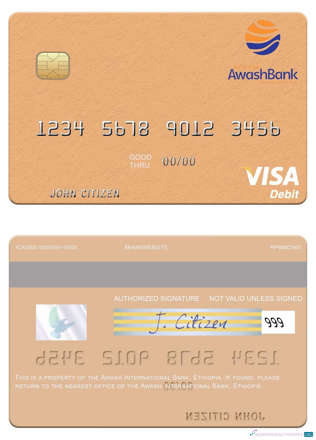 Hochwertige Herunterladen Äthiopien Awash Internationale Bank Visa Debit Karte Photoshop Vorlage