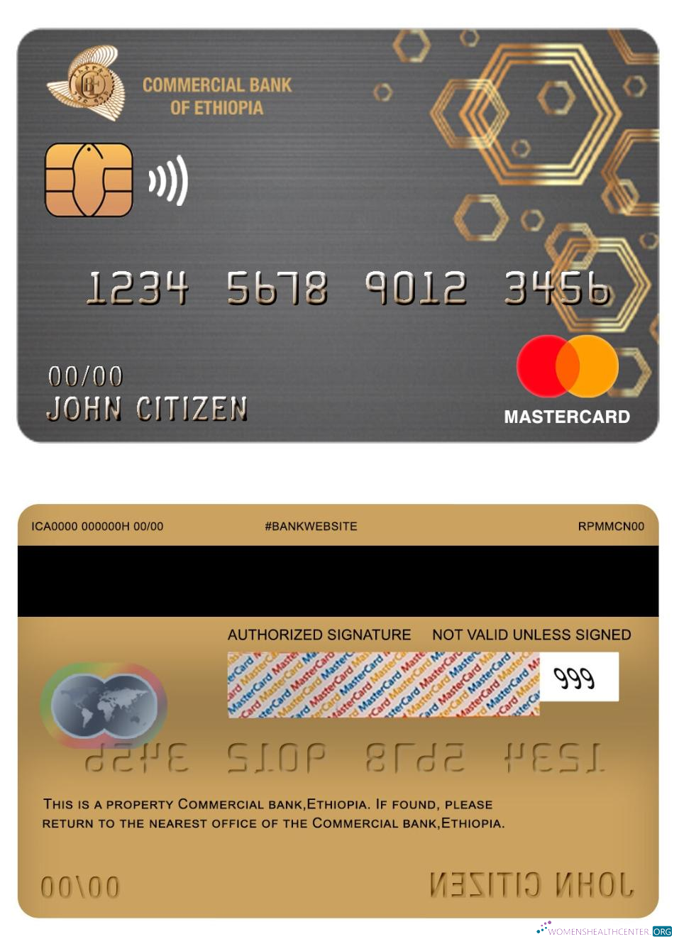 Hochwertige Herunterladen Äthiopien Kommerziell Bank Mastercard Photoshop Vorlage