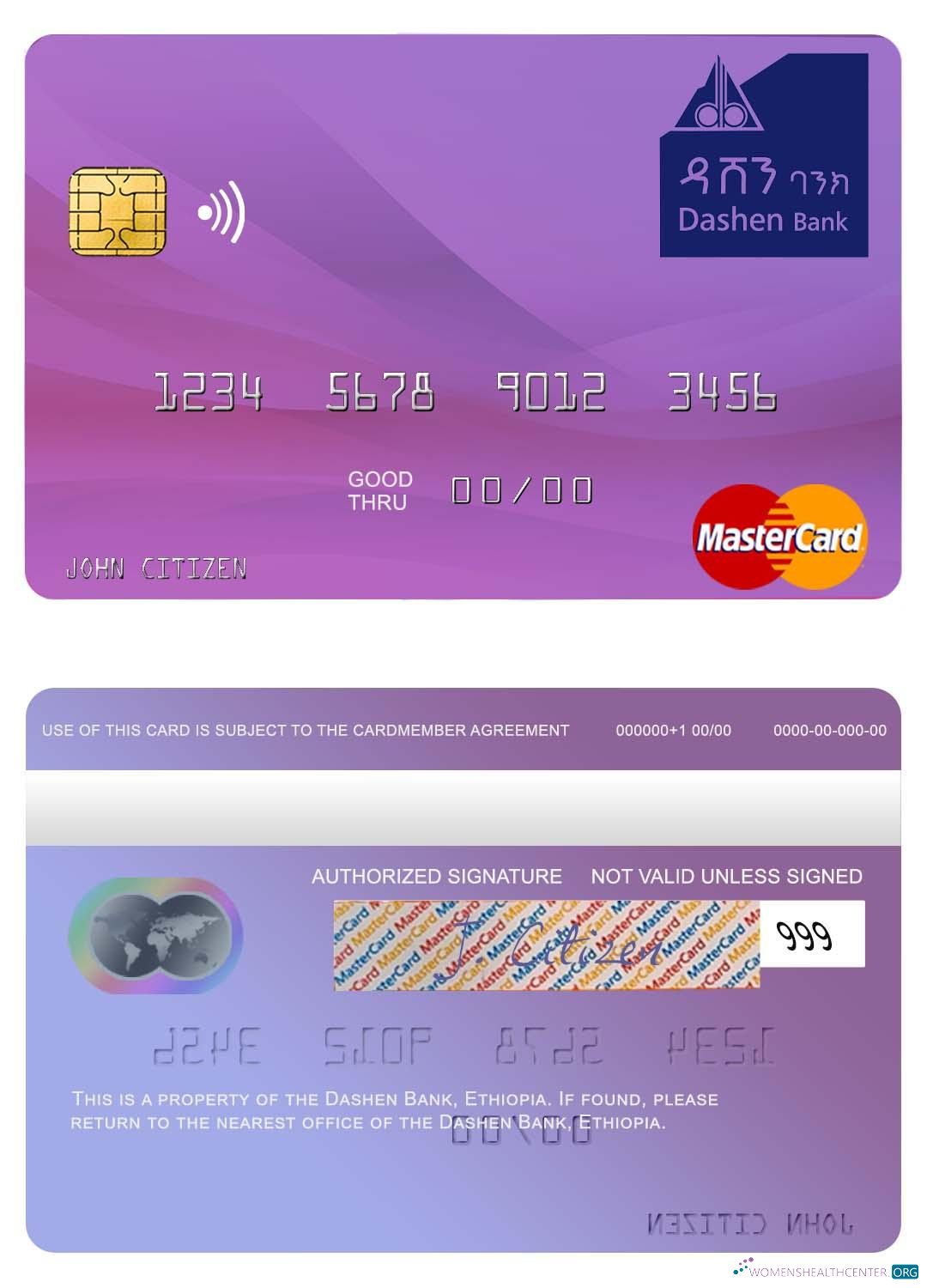 Editierbare Herunterladen Äthiopien Dashen Bank Mastercard Photoshop Vorlage