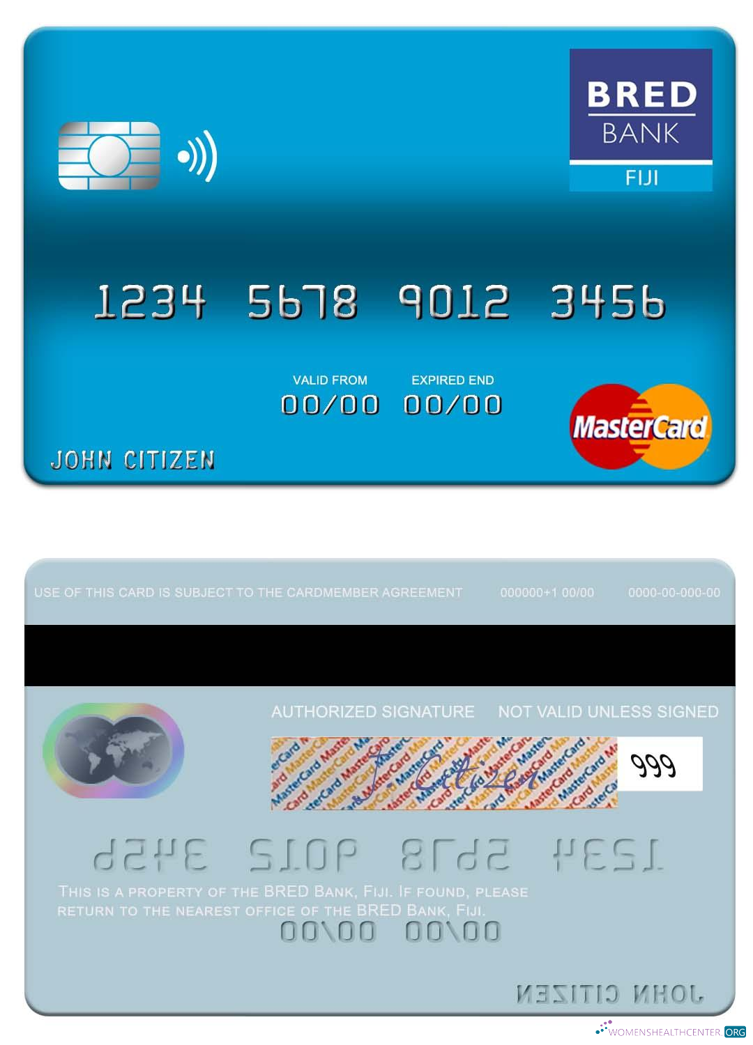 Hochwertige Herunterladen Fiji BRED Bank Mastercard Photoshop Vorlage