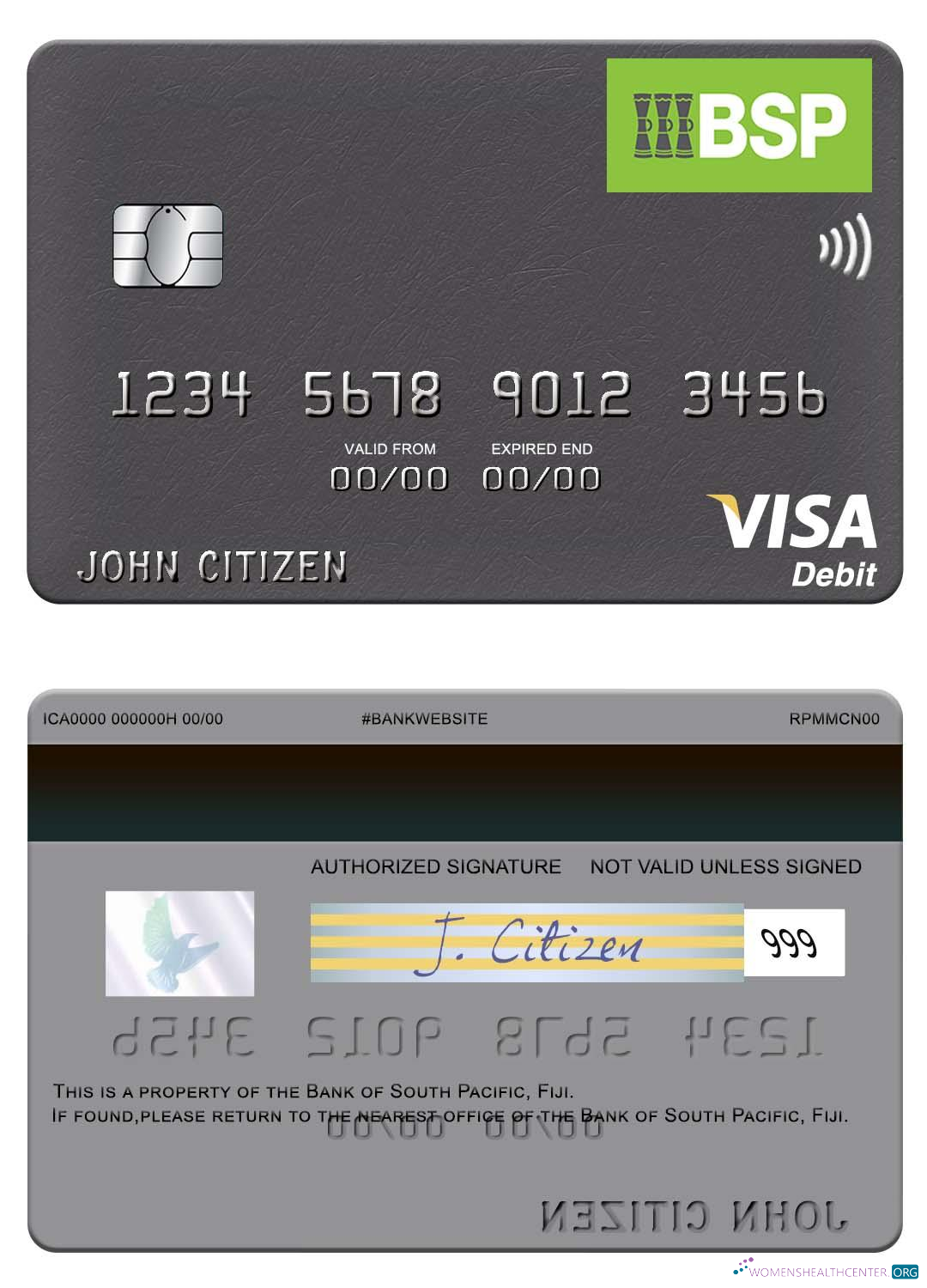 Hochwertige Herunterladen Fiji Bank von Süd Pacific Visa Debit Karte Photoshop Vorlage