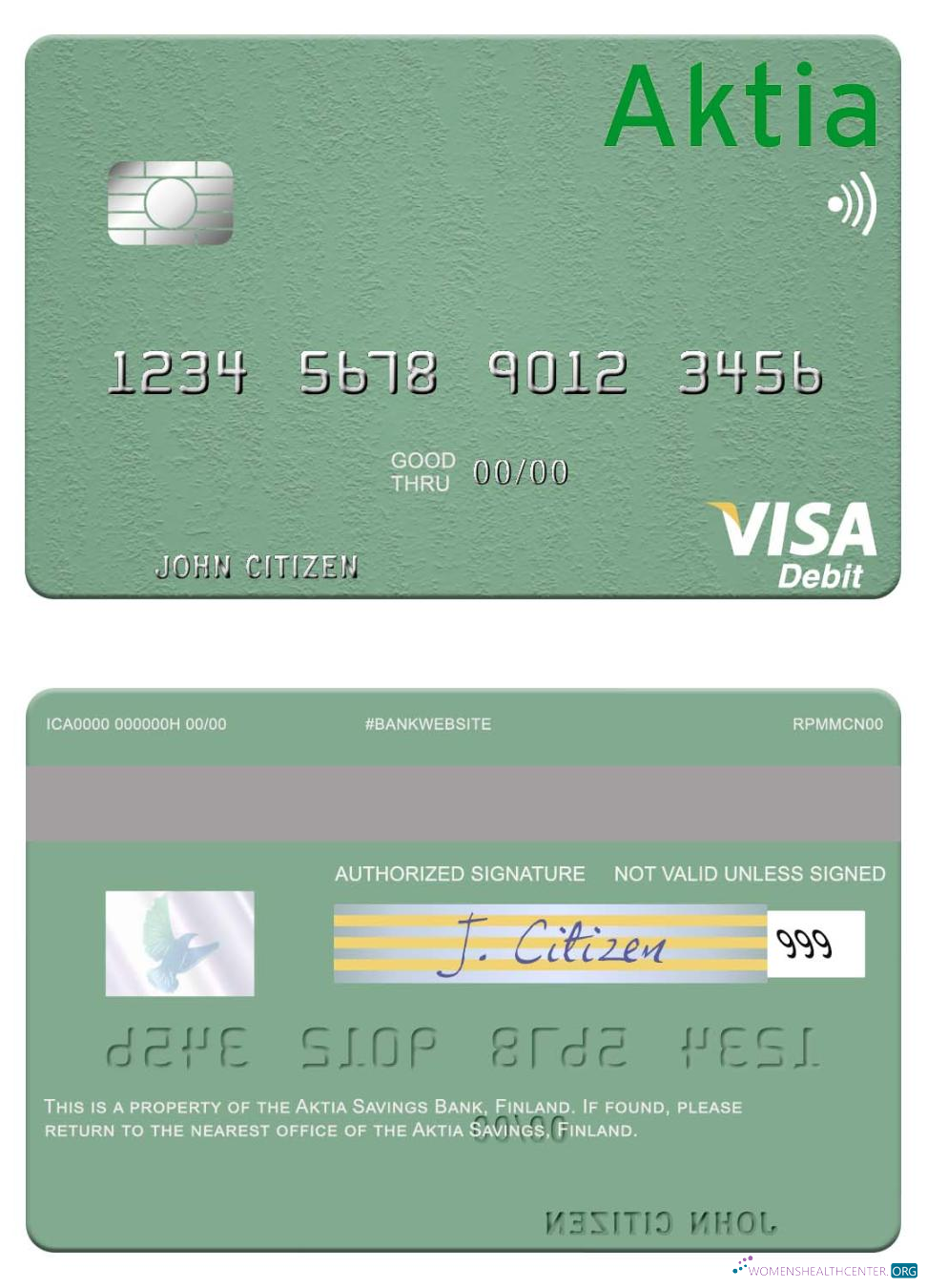 Professionelle Herunterladen Finnland Aktia Sparkonto Bank Visa Debit Karte Photoshop Vorlage