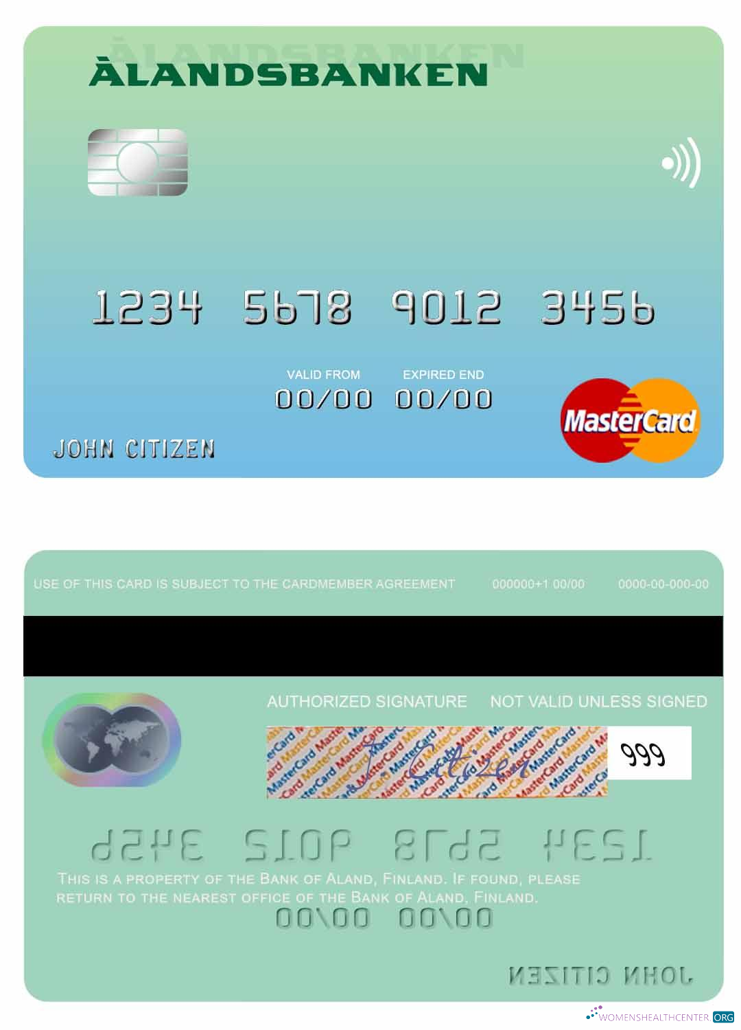Realistische Herunterladen Finnland Bank von Aland Mastercard Photoshop Vorlage