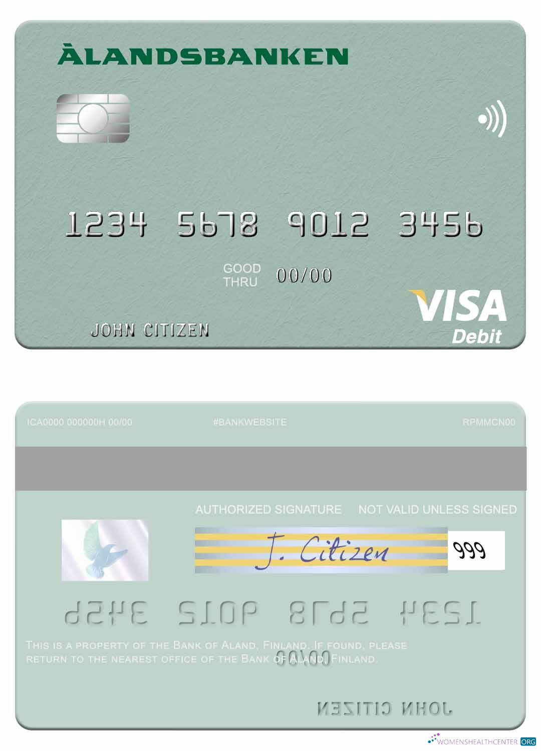 Editierbare Herunterladen Finnland Bank von Aland Visa Debit Karte Photoshop Vorlage