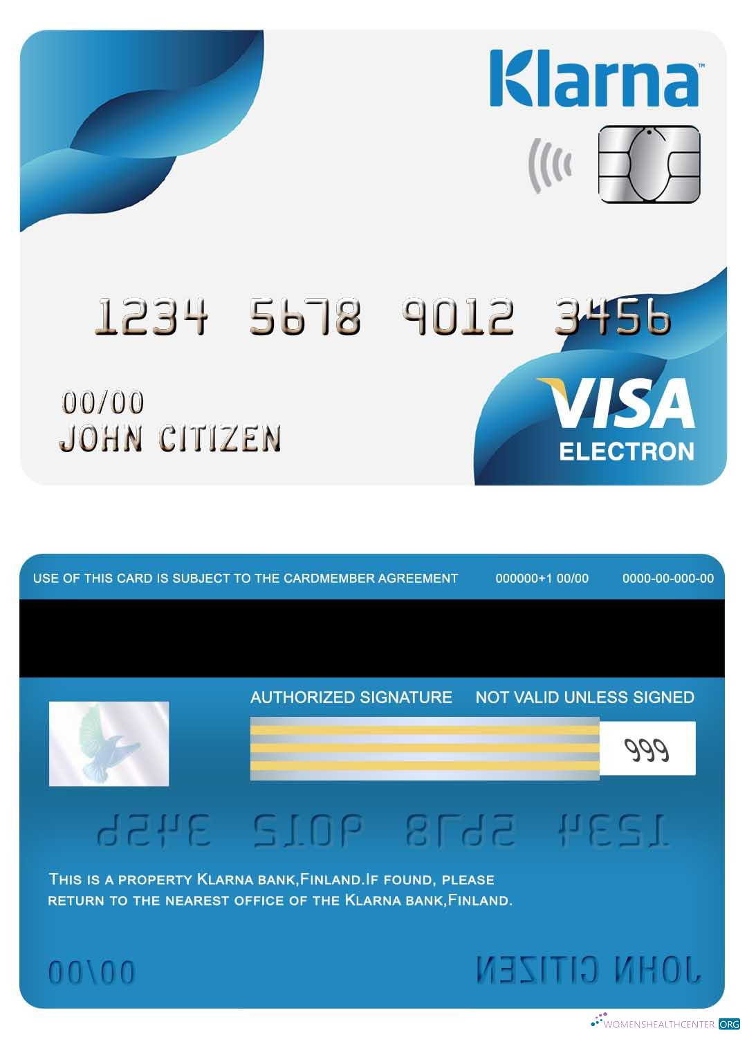 Editierbare Herunterladen Finnland Klarna Bank Visa Electron Karte Photoshop Vorlage