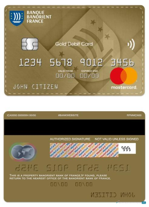 Premium Herunterladen Frankreich Banorient Bank Gold Debit Mastercard Photoshop Vorlage