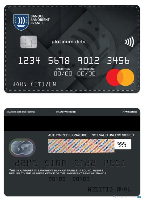 Premium Herunterladen Frankreich Banorient Frankreich Bank Platin Debit Mastercard Photoshop Vorlage