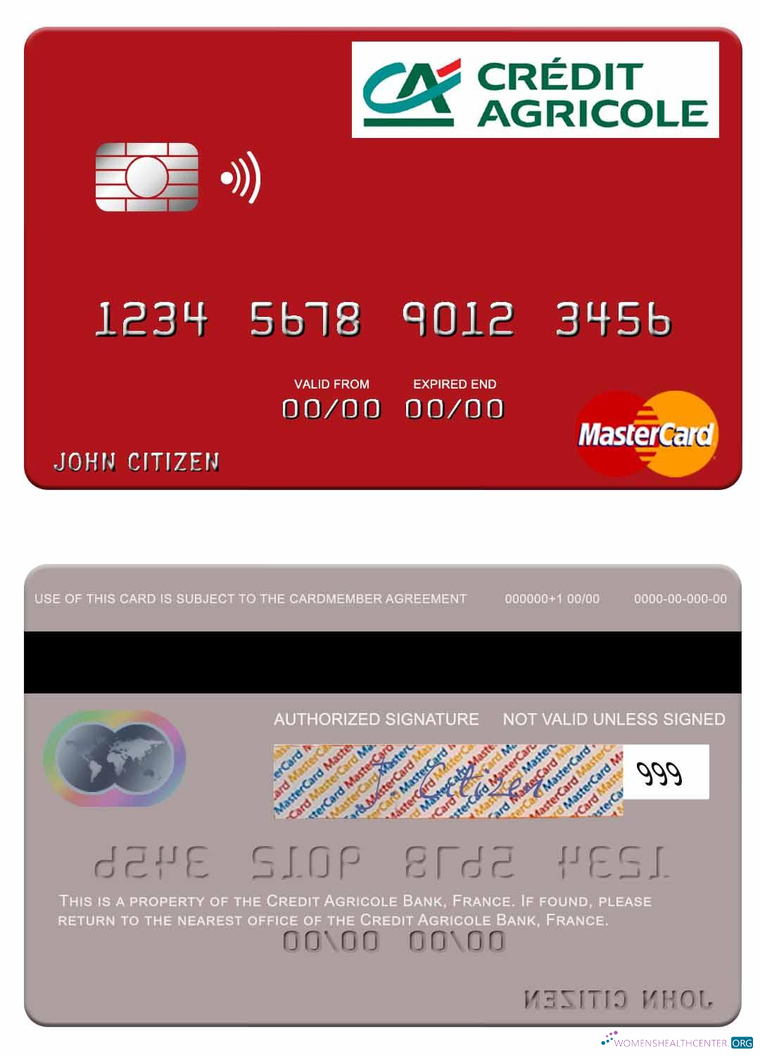 Hochwertige Herunterladen Frankreich Kredit Agricole Bank Mastercard Photoshop Vorlage