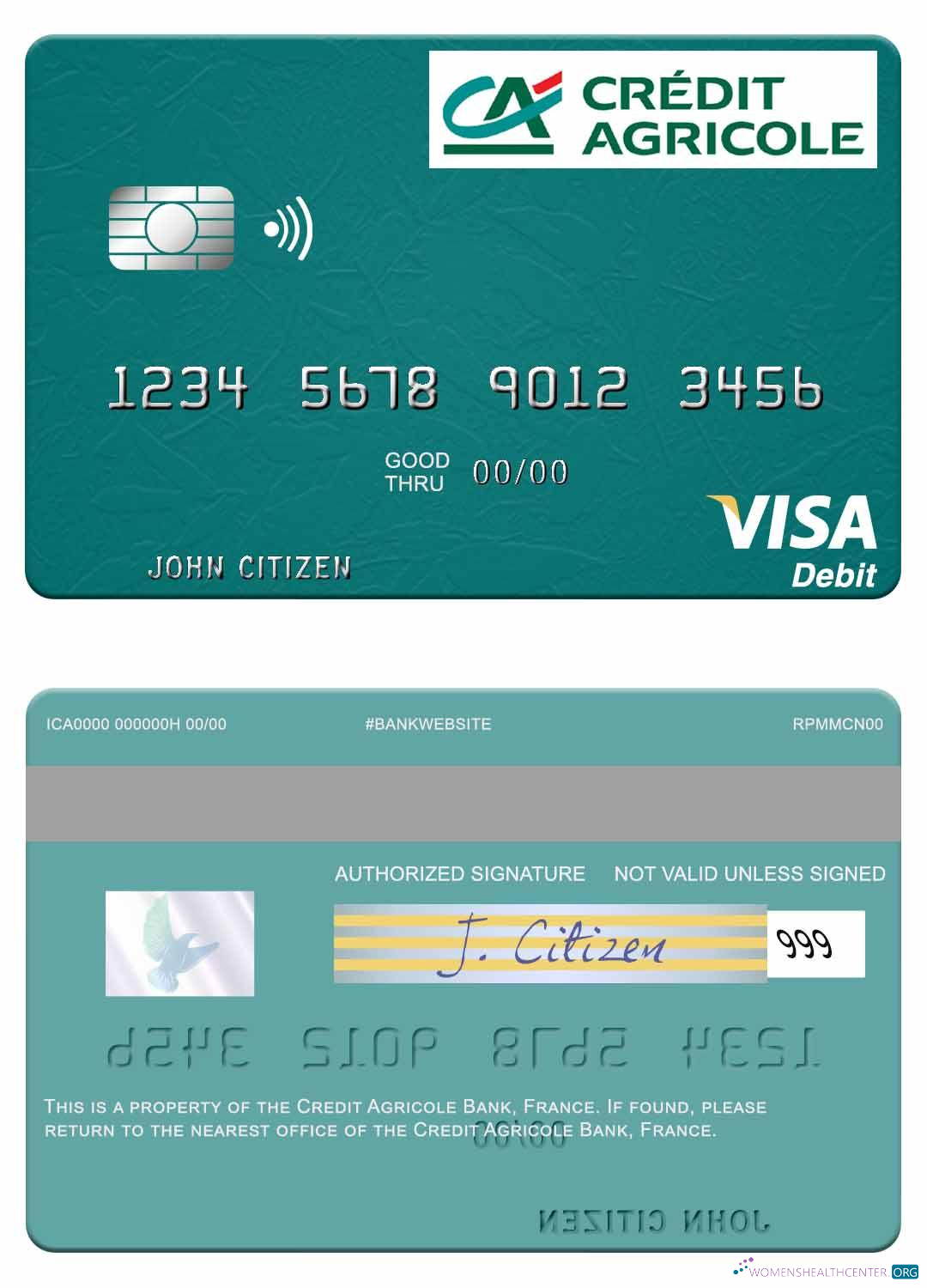 Professionelle Herunterladen Frankreich Kredit Agricole Bank Visa Debit Karte Photoshop Vorlage