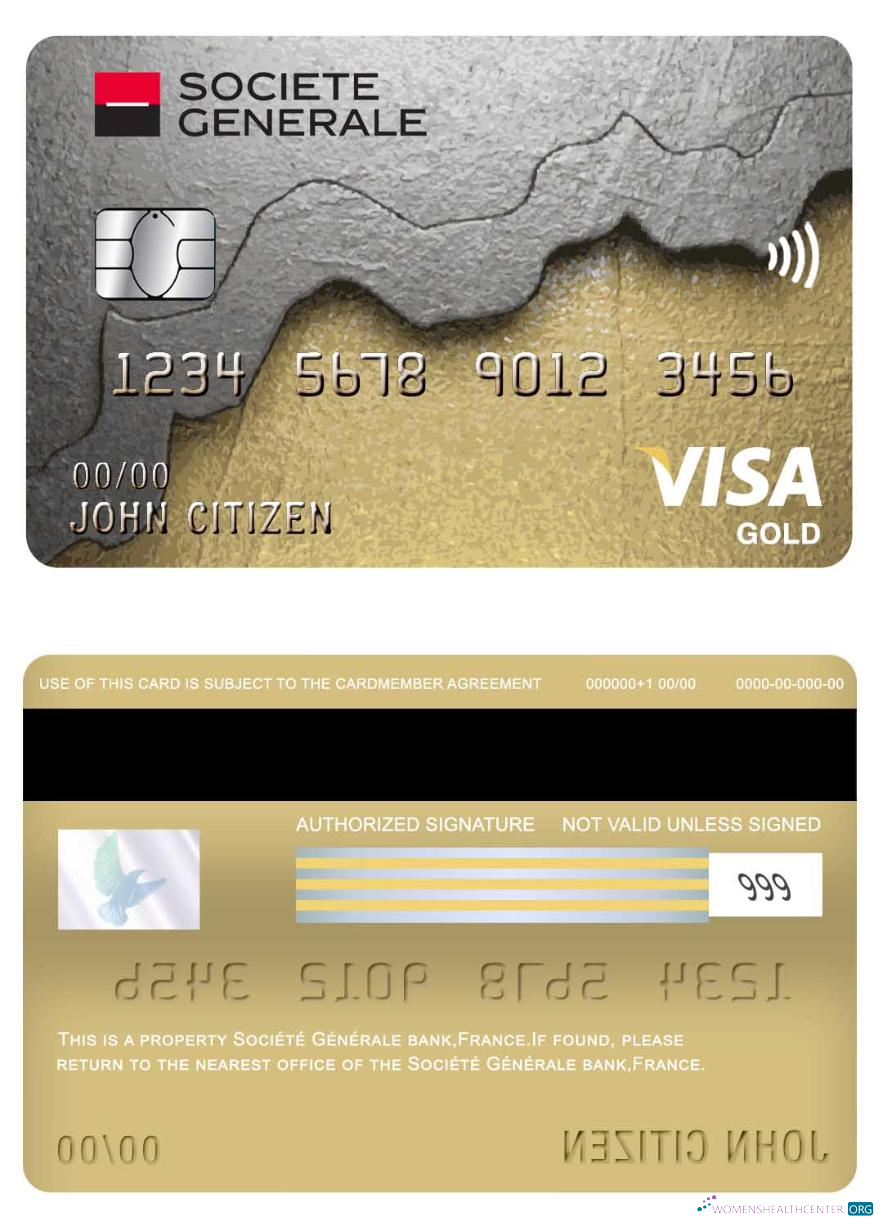 Realistische Herunterladen Frankreich Société Générale Bank Visa Gold Karte Photoshop Vorlage