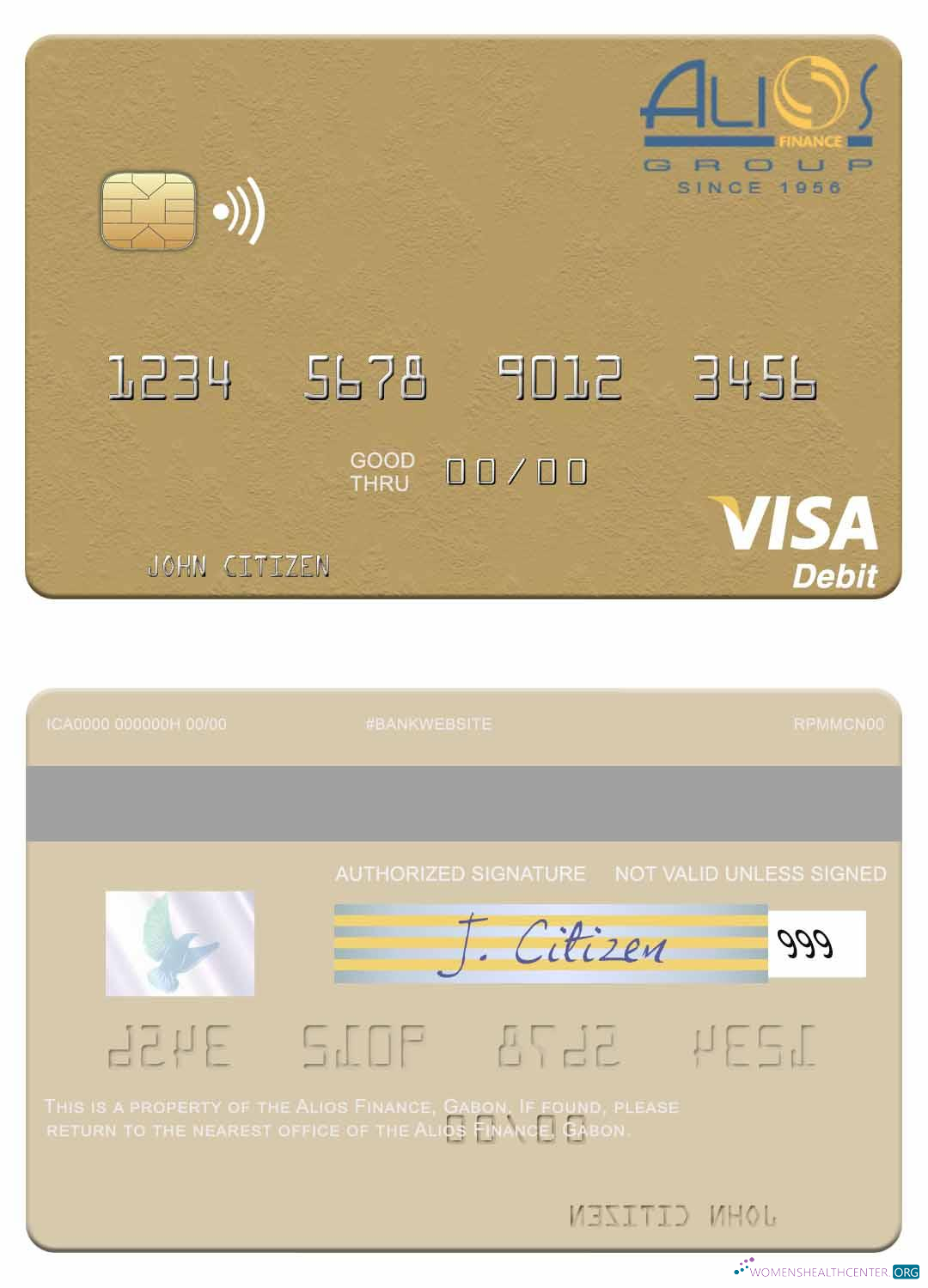 Professionelle Herunterladen Gabun Alios Frankreich Visa Debit Karte Photoshop Vorlage