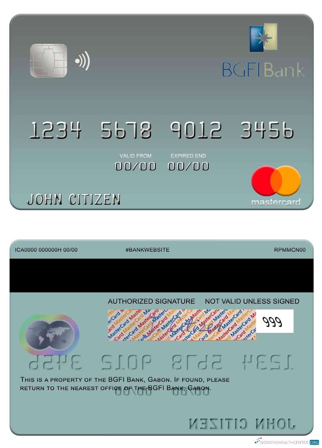 Realistische Herunterladen Gabun BGFI Bank Mastercard Photoshop Vorlage