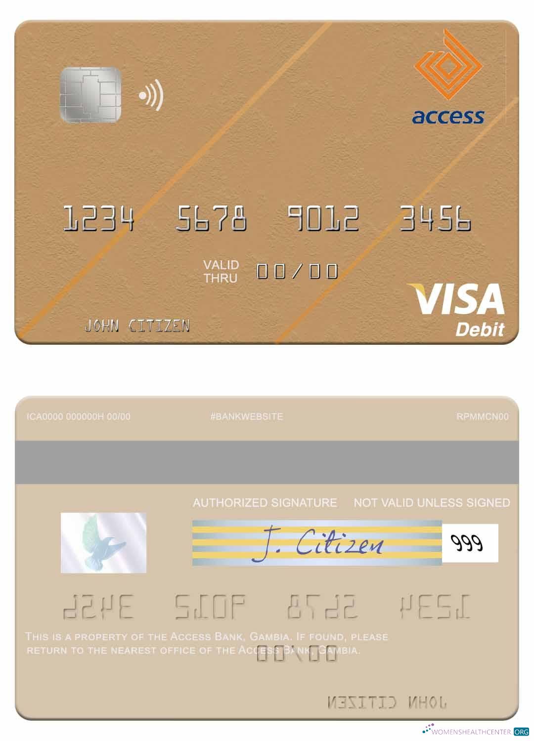 Editierbare Herunterladen Gambia Access Bank Visa Debit Karte Photoshop Vorlage