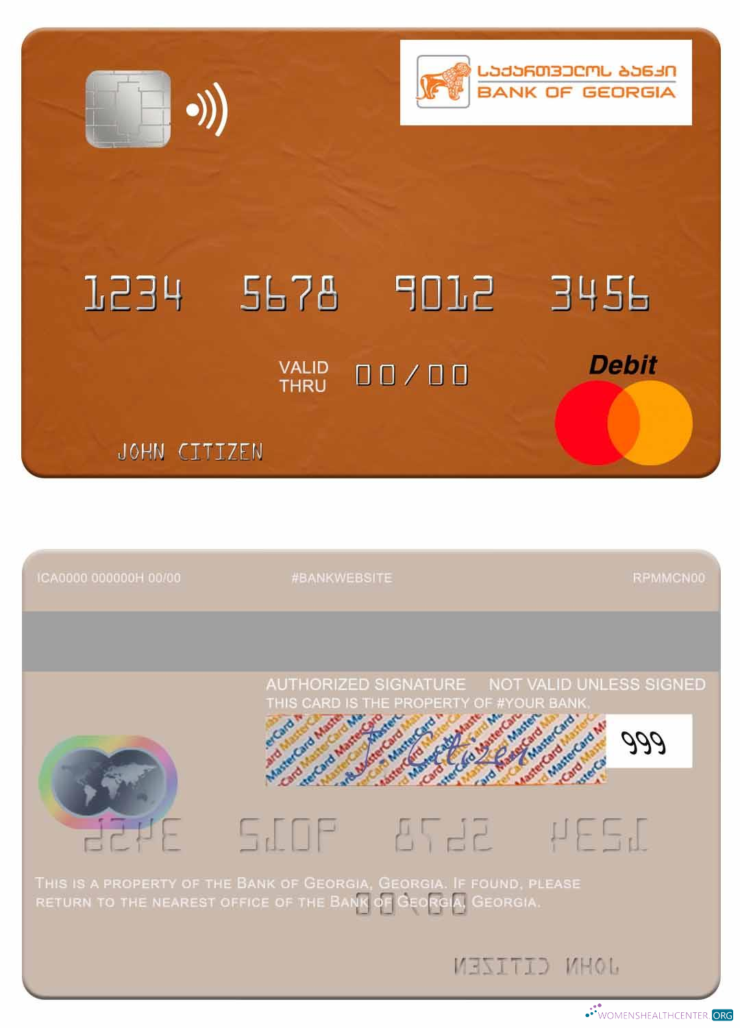 Realistische Herunterladen Georgien Bank von Georgien Mastercard Photoshop Vorlage
