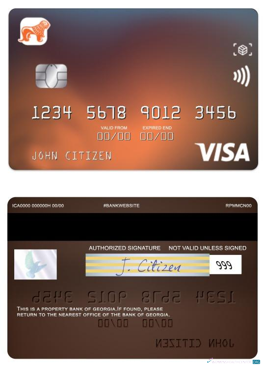 Professionelle Herunterladen Georgien Bank von Georgien Visa Classic Karte Photoshop Vorlage