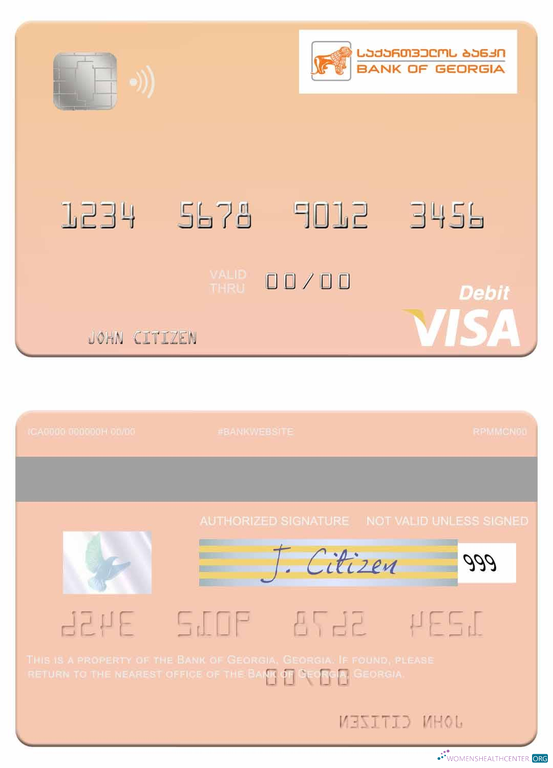 Realistische Herunterladen Georgien Bank von Georgien Visa Debit Karte Photoshop Vorlage