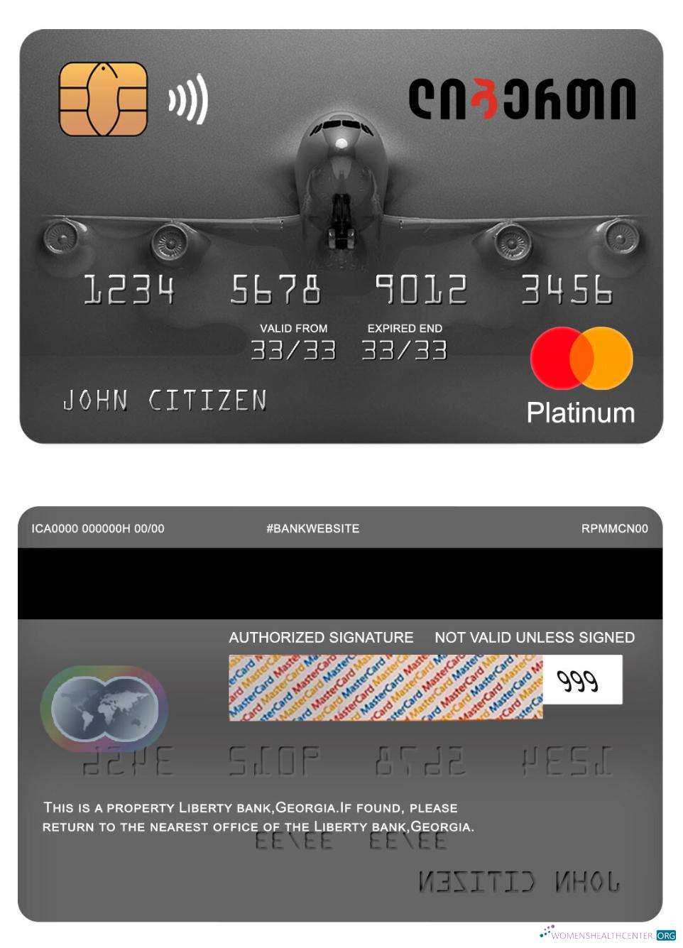 Professionelle Herunterladen Georgien Liberty Bank Mastercard Platin Photoshop Vorlage