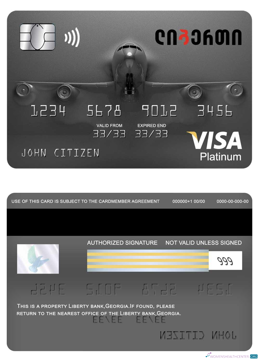 Realistische Herunterladen Georgien Liberty Bank Visa Platin Karte Photoshop Vorlage