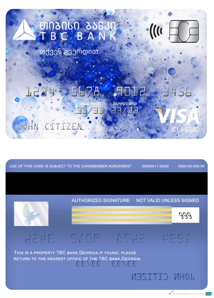Hochwertige Herunterladen Georgien TBC Bank Visa Classic Karte Photoshop Vorlage