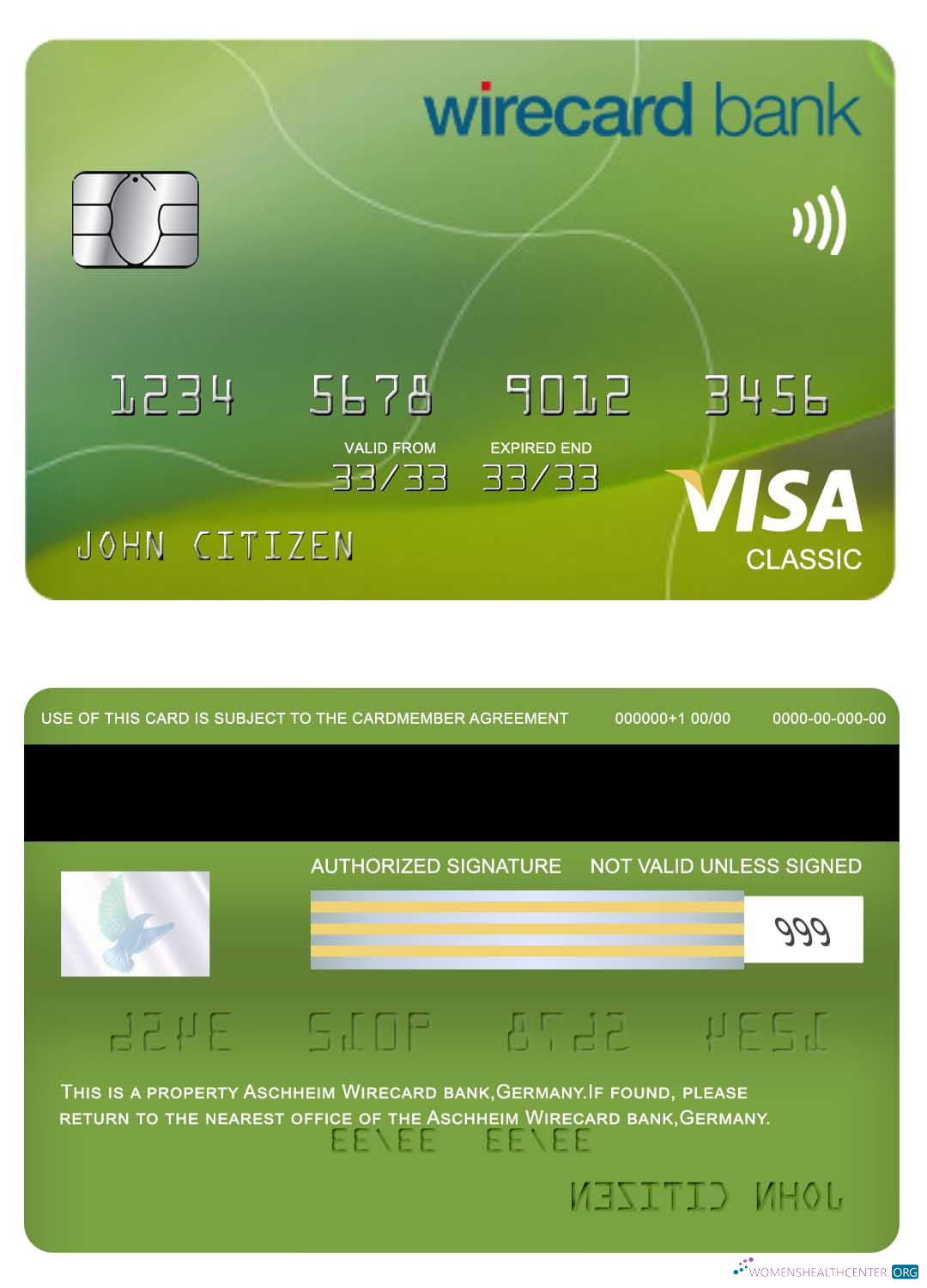 Professionelle Herunterladen Deutschland Aschheim Wirecard Bank Visa Classic Karte Photoshop Vorlage