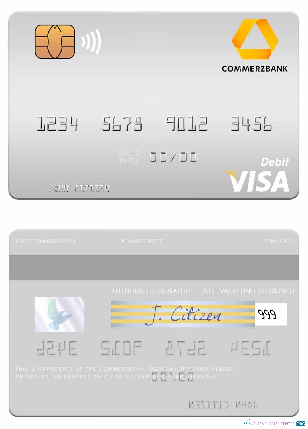 Editierbare Herunterladen Deutschland Commerz Bank Visa Debit Karte Photoshop Vorlage