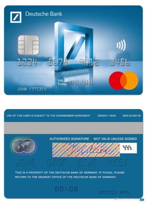 Editierbare Herunterladen Deutschland Deutsche Bank Debit Mastercard Photoshop Vorlage