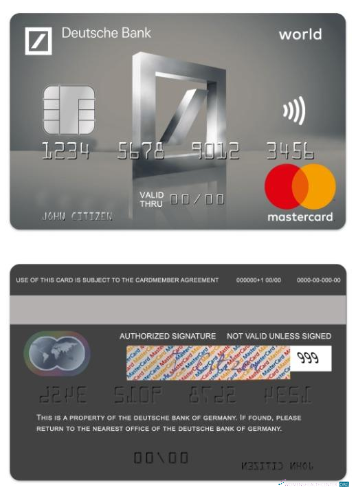 Editierbare Herunterladen Deutschland Deutsche Bank Platin Mastercard Photoshop Vorlage