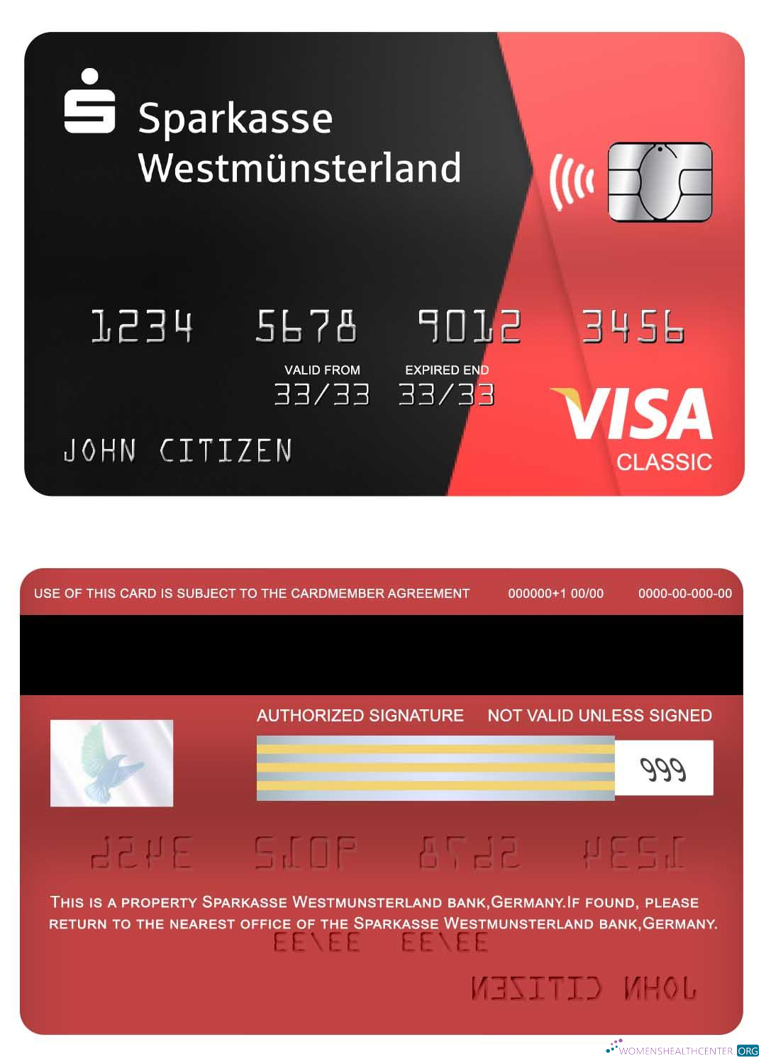 Premium Herunterladen Deutschland Sparkasse Westmunsterland Bank Visa Classic Karte Photoshop Vorlage