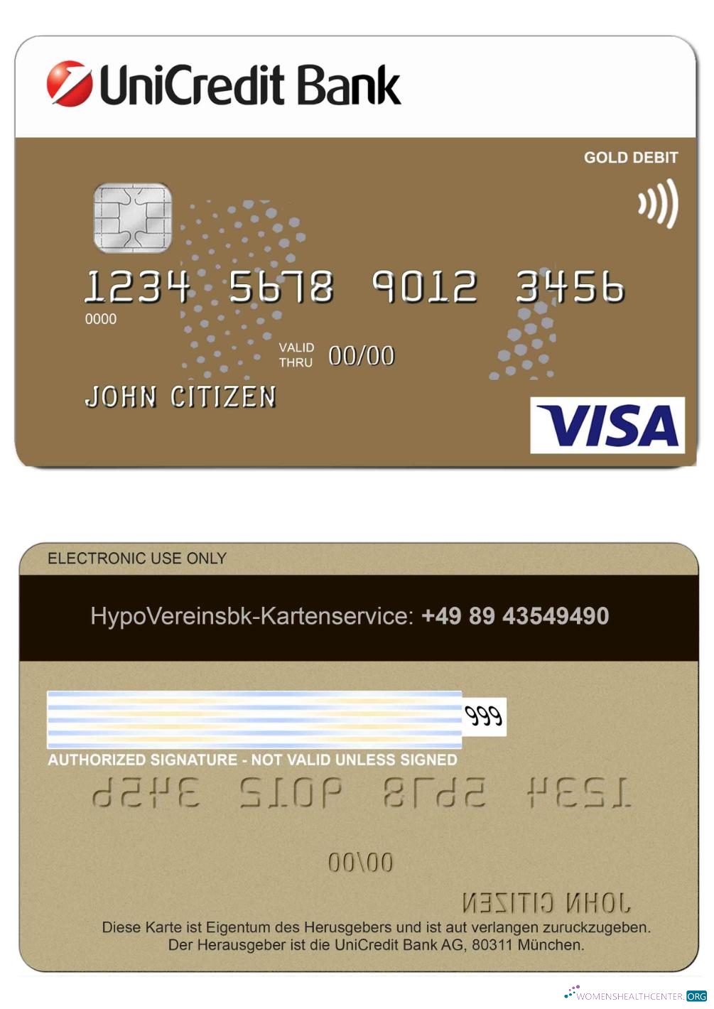 Professionelle Herunterladen Deutschland UniCredit Bank VISA Kredit Karte Photoshop Vorlage