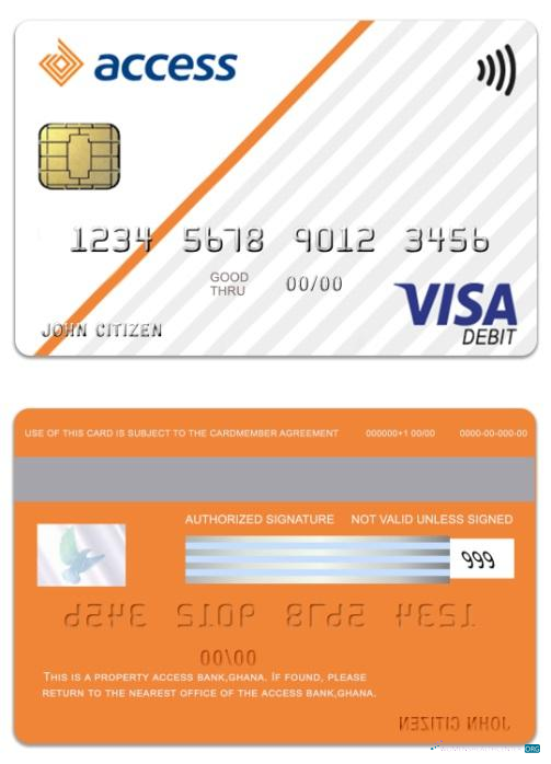Professionelle Herunterladen Ghana Access Bank Visa Debit Karte Photoshop Vorlage