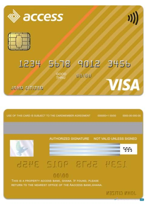 Realistische Herunterladen Ghana Access Bank Visa Gold Karte Photoshop Vorlage