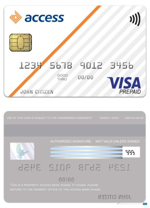 Realistische Herunterladen Ghana Access Bank Visa Prepaid Karte Photoshop Vorlage