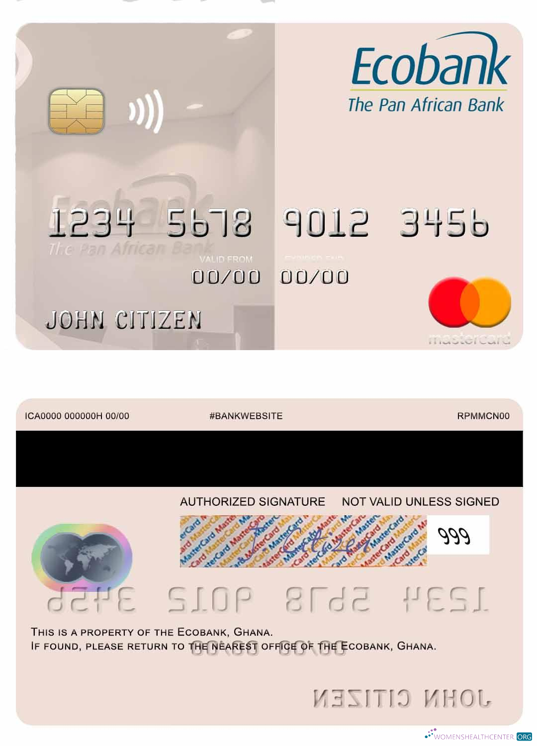 Realistische Herunterladen Ghana Ecobank Ghana Mastercard Photoshop Vorlage
