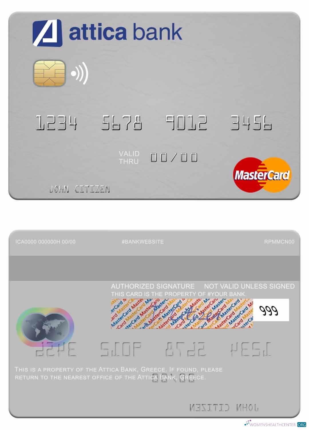 Professionelle Herunterladen Griechenland Attica Bank Mastercard Photoshop Vorlage