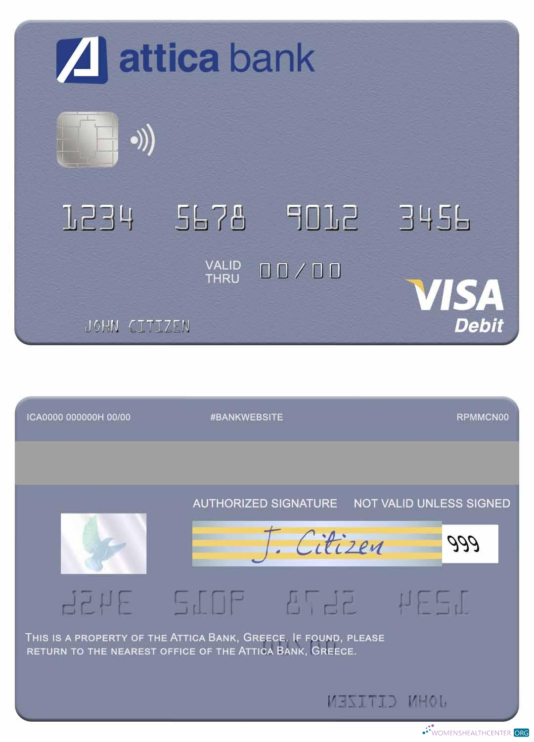 Editierbare Herunterladen Griechenland Attica Bank Visa Debit Karte Photoshop Vorlage