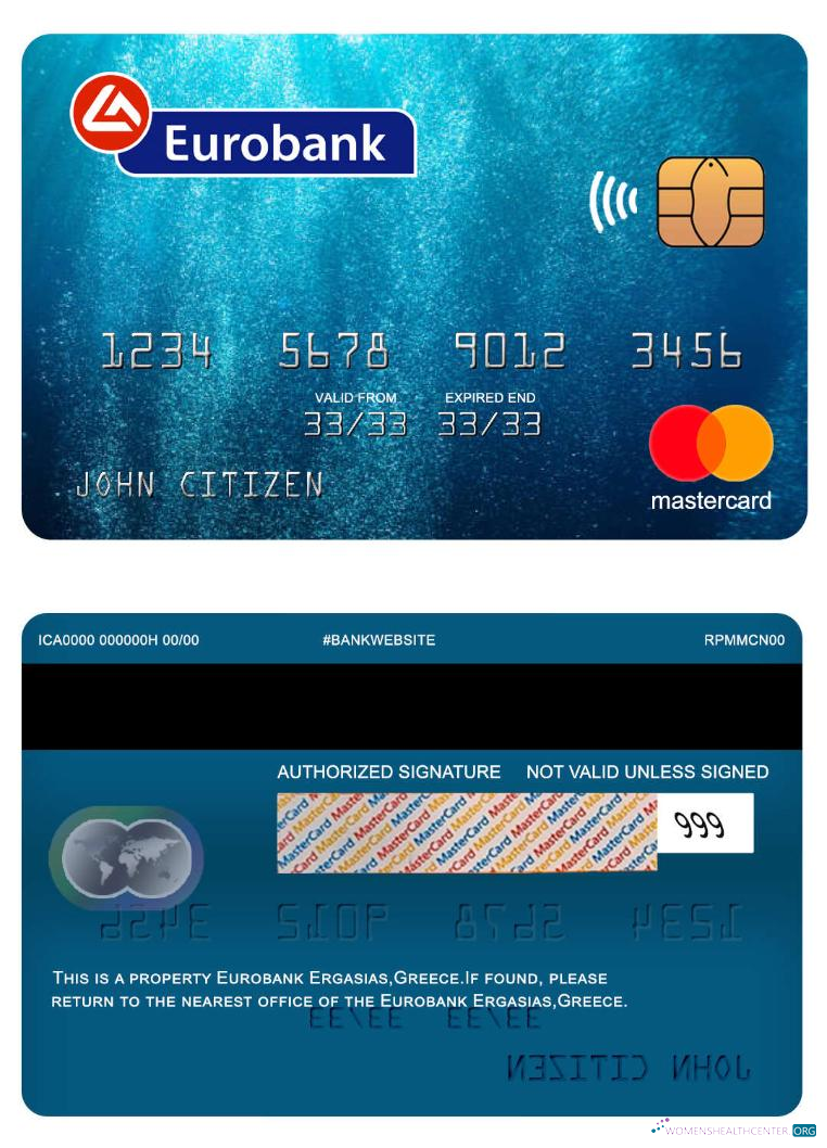 Professionelle Herunterladen Griechenland Eurobank Ergasias Mastercard Photoshop Vorlage