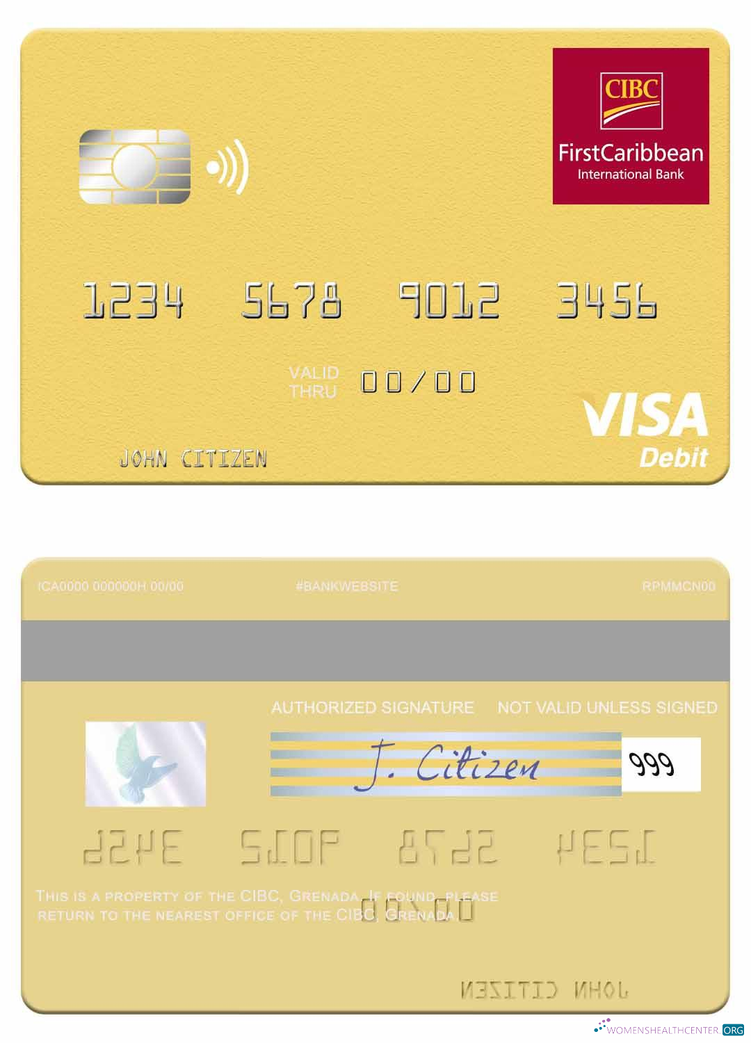 Editierbare Herunterladen Grenada CBIC Visa Debit Karte Photoshop Vorlage