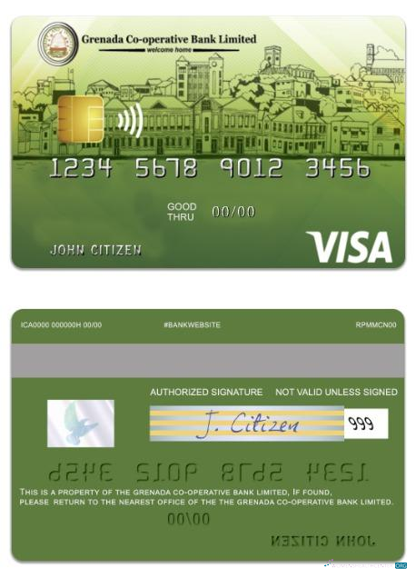 Premium Herunterladen Grenada Co Operative Bank GmbH Visa Classic Kredit Karte Photoshop Vorlage