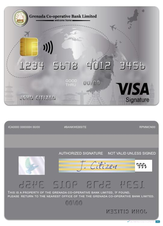 Realistische Herunterladen Grenada Co Operative Bank GmbH Visa Signature Geschäftlich Kredit Photoshop Vorlage