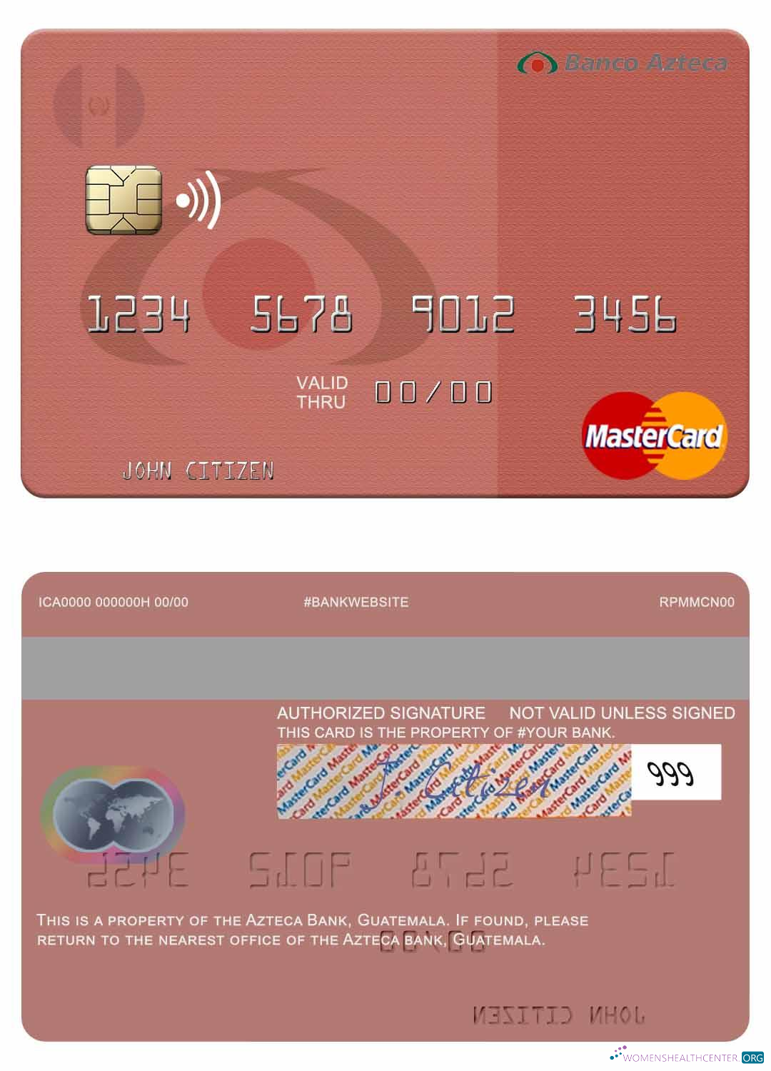 Hochwertige Herunterladen Guatemala Azteca Bank Mastercard Photoshop Vorlage