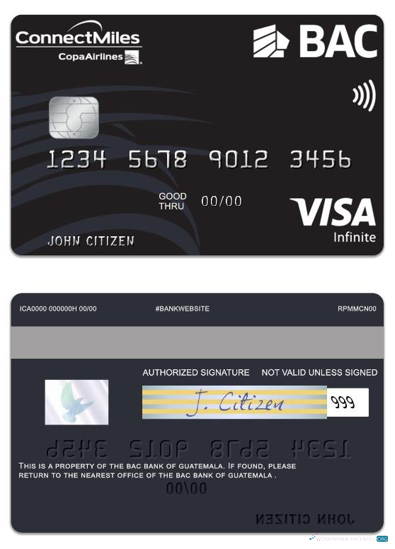 Hochwertige Herunterladen Guatemala BAC Bank Visa Infinite Karte Photoshop Vorlage